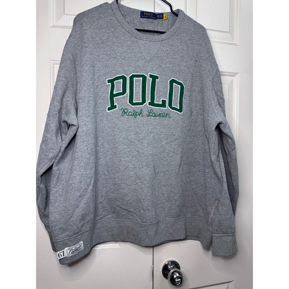 Polo‎ Ralph Lauren Mens Gray Crewneck Sweatshirt Spellout Logo Athletic XXL - Picture 8 of 9